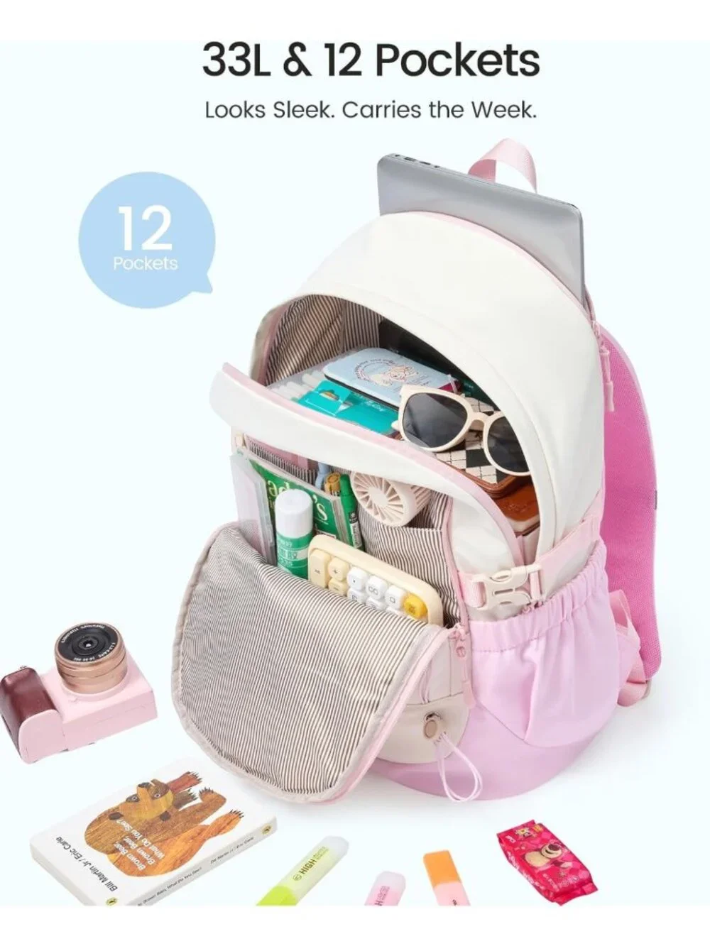 Cute Teen Girl School Backpack, Stylish Bookbag for Students, Durable & Trendy